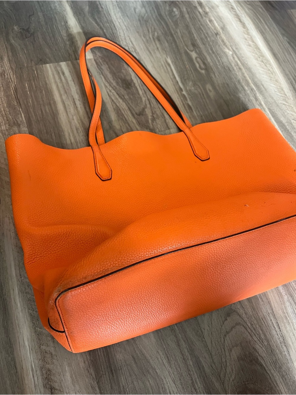 Tory Burch Bright Orange Pebbled Leather Tote - Picture 5 of 10